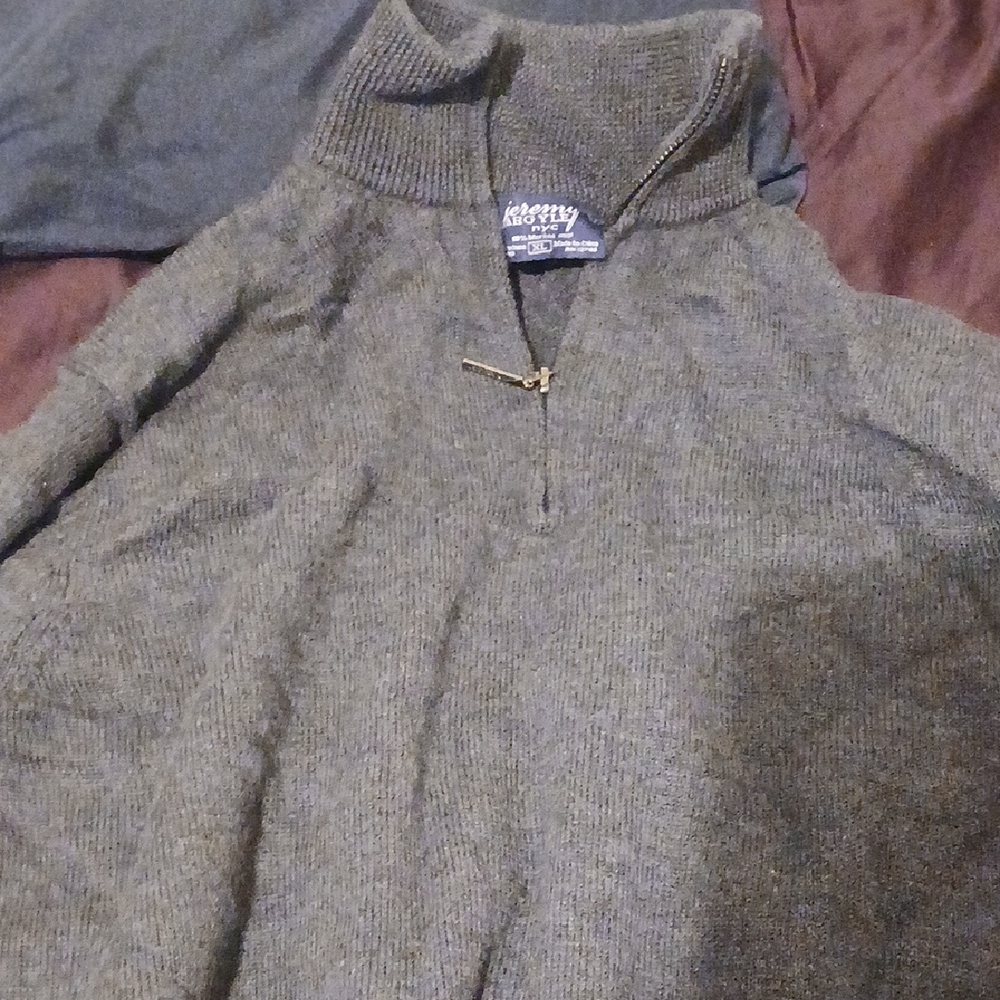 Men's Olive Zip-Up Sweater